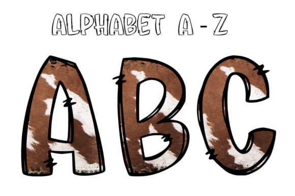 Alphabet Letters Doodle Cowhide Print: A Creative Clipart Set for Unique Projects