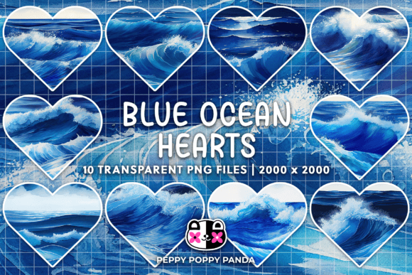 Blue Waves Ocean Hearts Clipart: A Designer's Versatile Asset