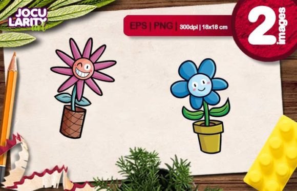 Bring Projects to Life with Funny Flower Pot Characters Cartoon