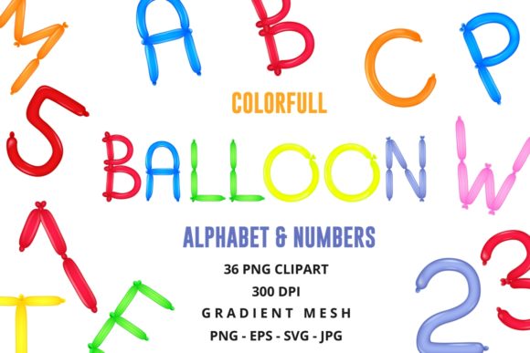 Colorful Balloon Alphabet & Numbers: A Playful Design Asset