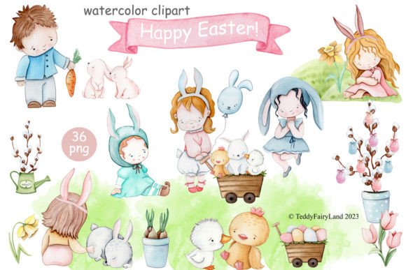 Cute Easter Watercolor Clipart: Infusing Spring Charm