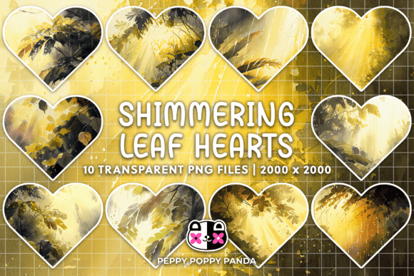 Elevate Your Designs with Shimmering Leaves Nature Heart Clipart