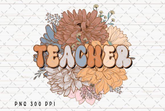 Embrace Retro Charm: Floral Teacher Vintage PNG Designs