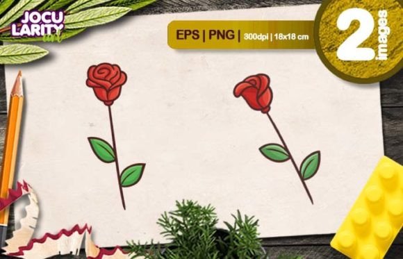 Funny Tiny Red Rose Blooming Cartoon: A Charming Design Asset