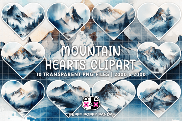 Rugged Hearts Mountain Clipart: Merging Rugged Beauty with Love