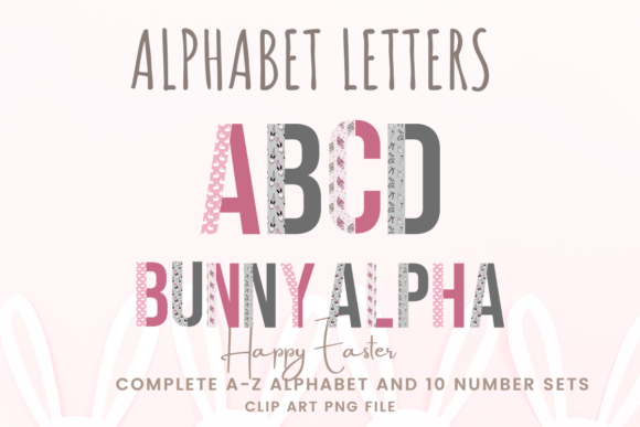 Springtime Charm with Easter Pink Bunny Alphabet Letters