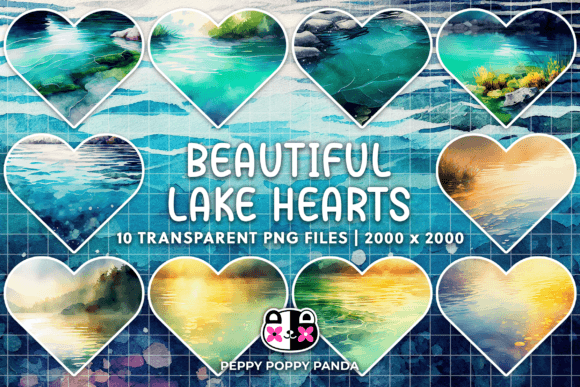 Summer Lake Heart Clipart: Nature-Inspired Design Assets