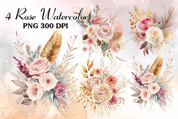 Timeless Botanical Beauty: The Rose Watercolor Clipart Bundle