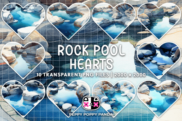 Transform Your Designs with Ocean Rock Pool Hearts Clipart