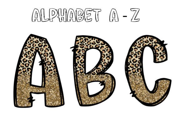 Unleashing Wild Elegance with the Leopard Gold Glitter Doodle Alphabet